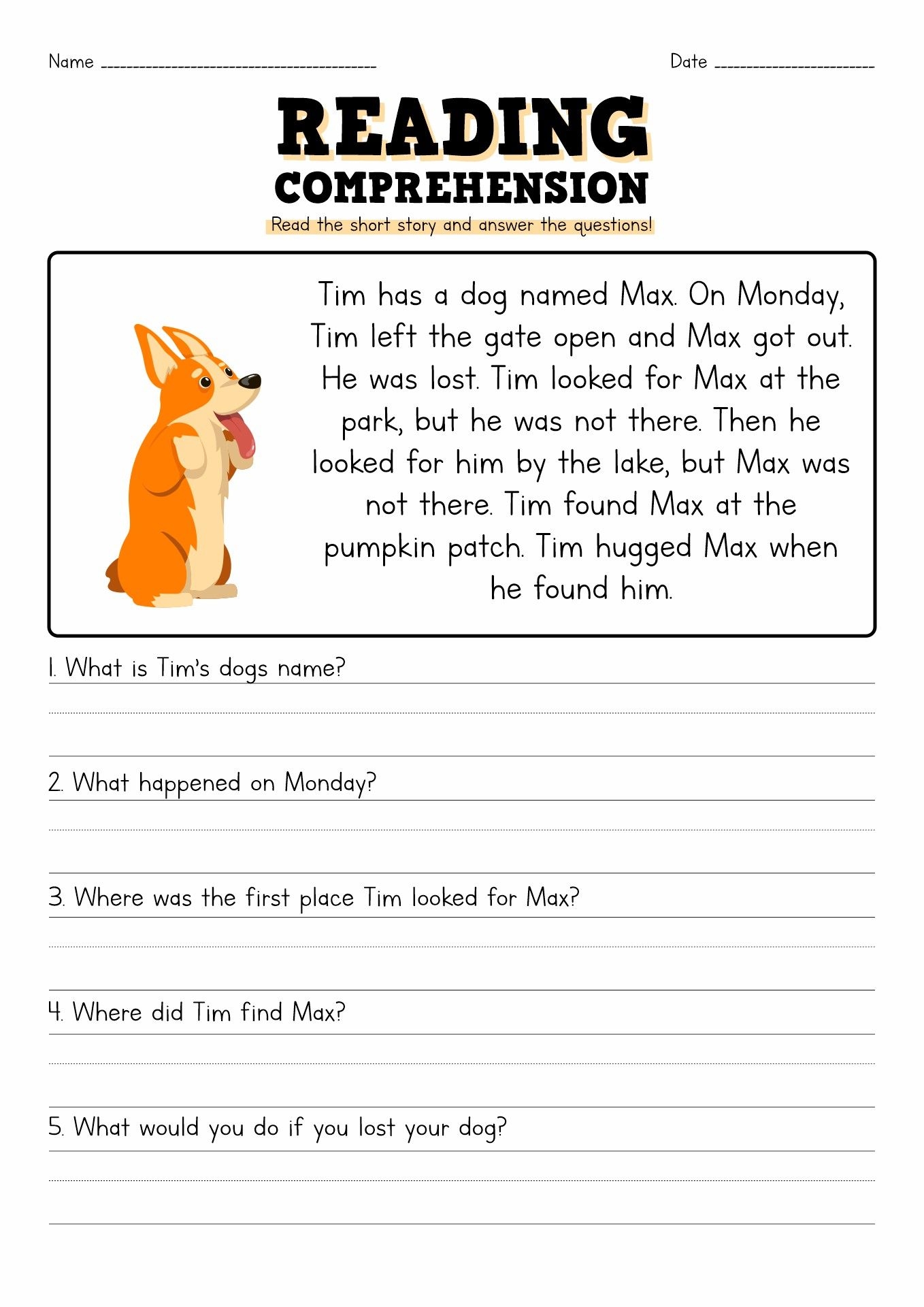 13 Short Story Reading Comprehension Worksheets Reading 