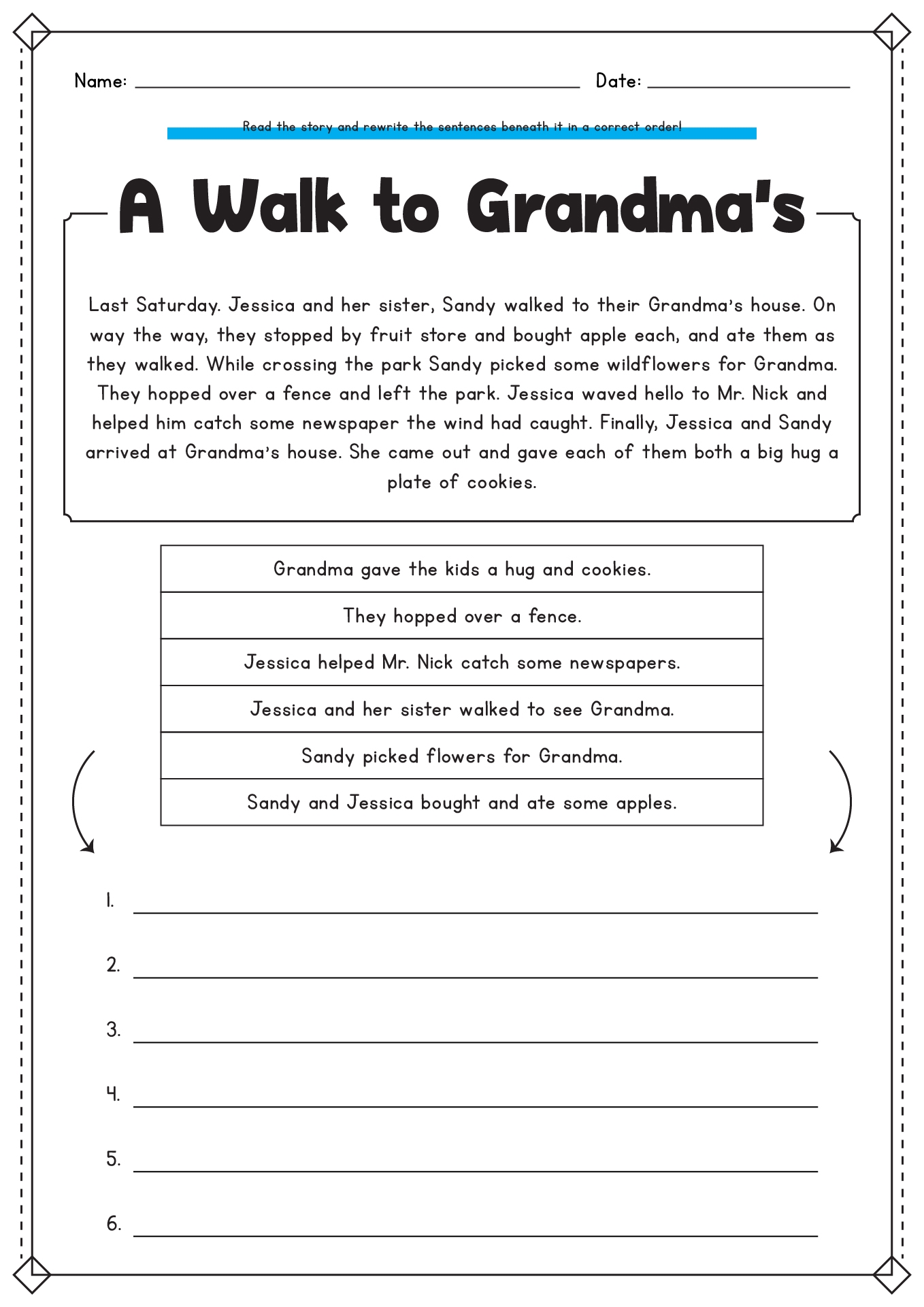 Reading Comprehension Sequence Of Events Worksheets