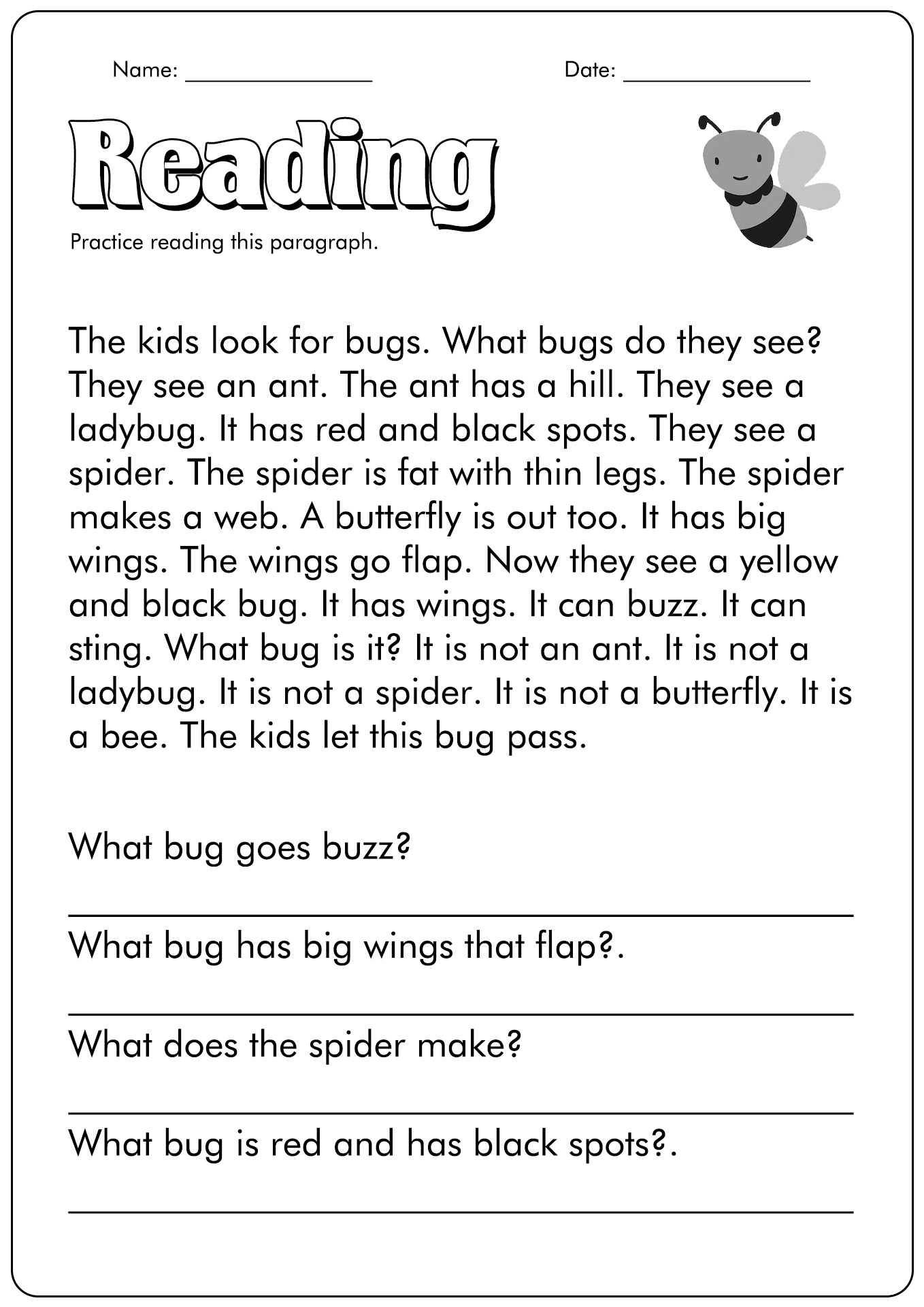 Reading Comprehension Worksheets Pdf First Grade