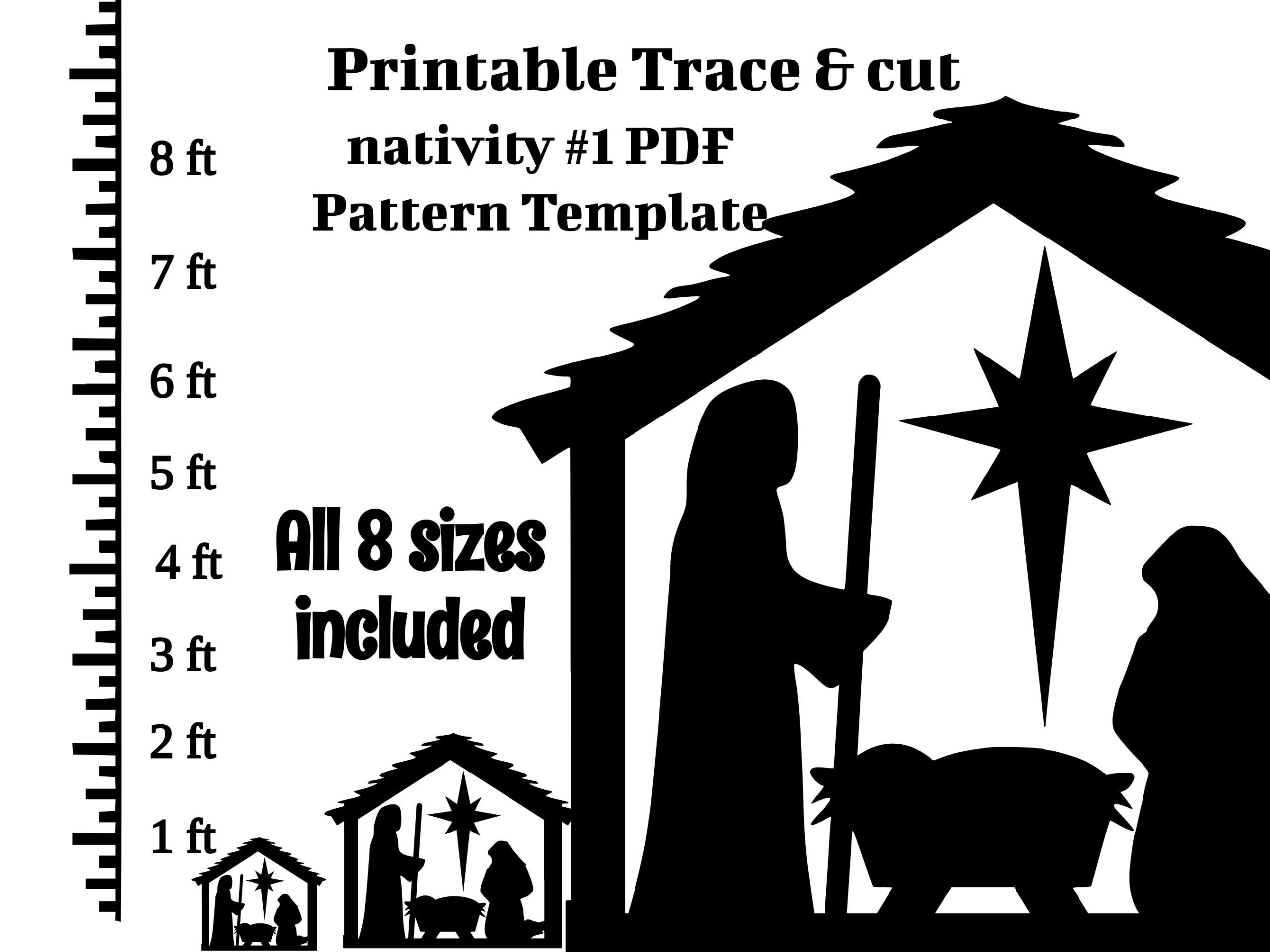 1ft 3ft 4ft 5ft 6ft 8ft Nativity Scene PDF Template printable 