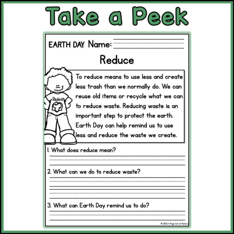 1st 2nd Grade Reading Comprehension Earth Day Passages U0026 Questions Classroom Homeschool No Prep Printable Standards aligned Etsy