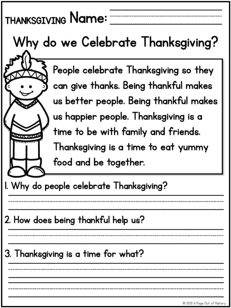 1st 2nd Grade Reading Comprehension Thanksgiving Passages U0026 Questions Classroom Homeschool No Prep Printable Standards aligned Etsy