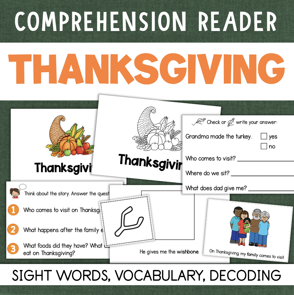 1st Grade THANKSGIVING Reading Comprehension Thanksgiving 