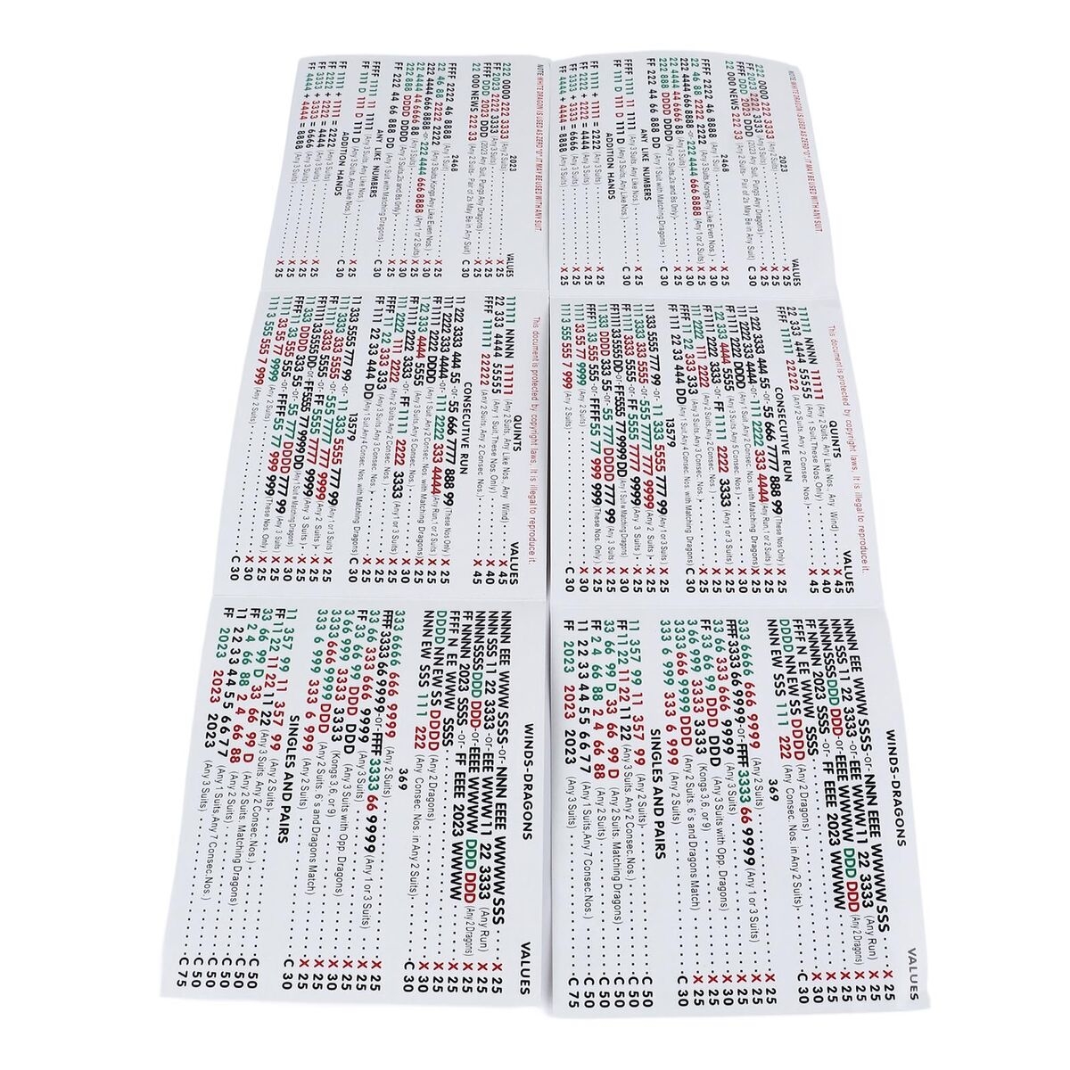Free Printable Mahjong Cards Pdf