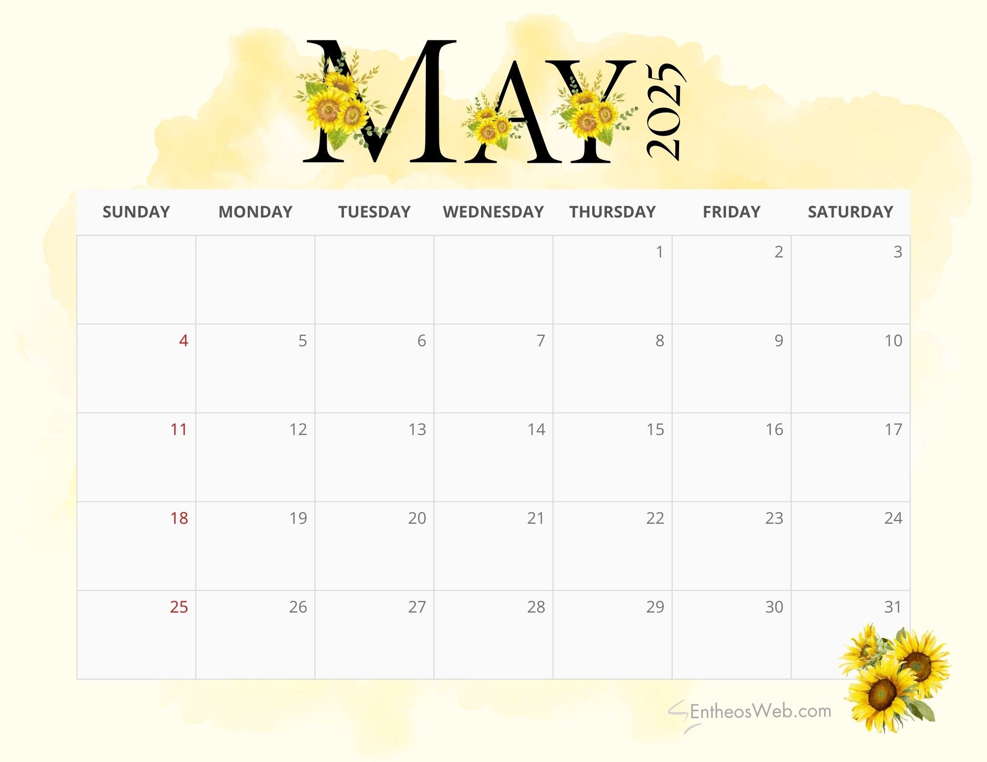 May 2025 Printable Calendar