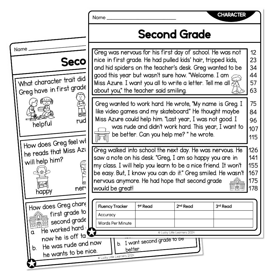 Second Reading Comprehension Worksheets