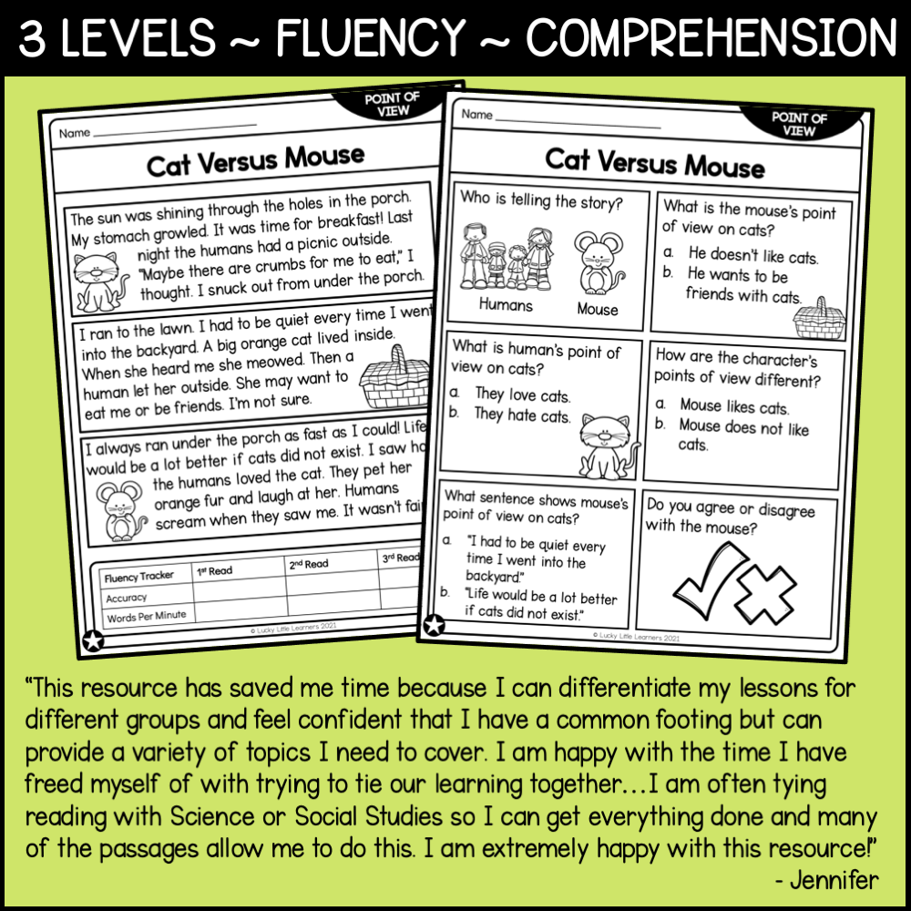 2nd Grade Reading Comprehension Passages Point Of View Lucky 