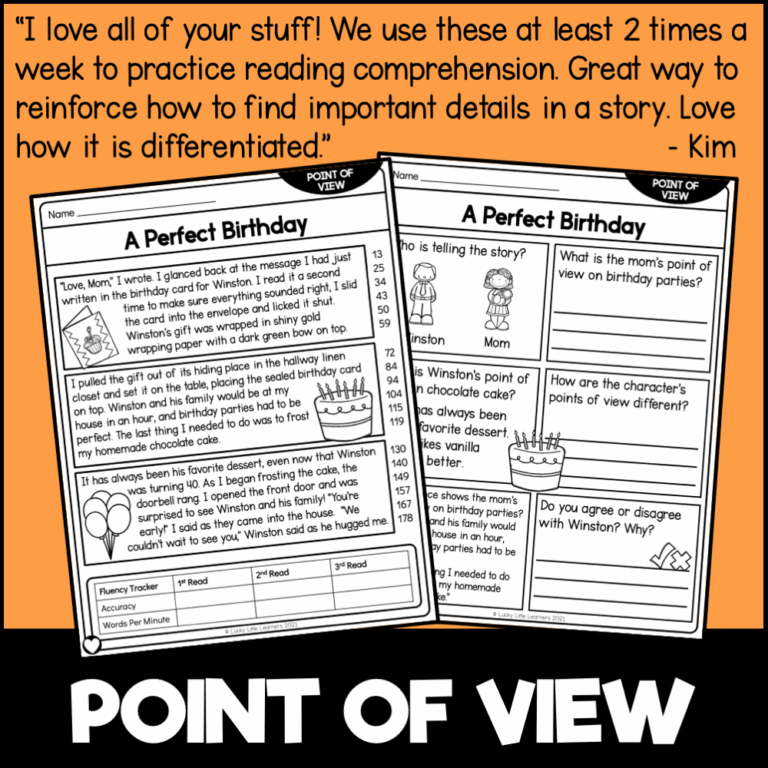 2nd Grade Reading Comprehension Passages Point Of View Lucky 