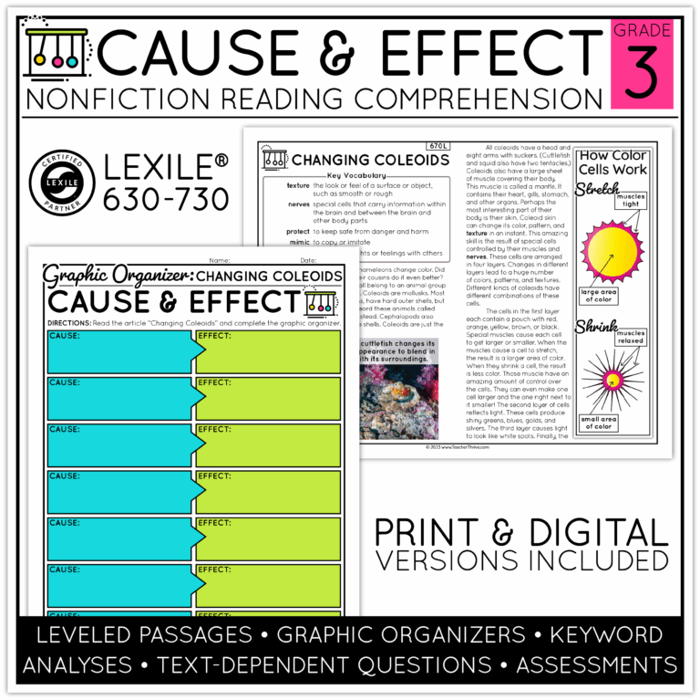 3rd Grade Cause And Effect Nonfiction Text Structure Reading 