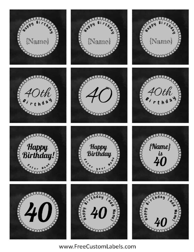 40th Birthday Cupcake Toppers Free U0026 Customizable