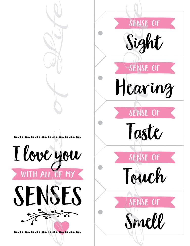 5 Senses Gift Tags U0026 Card Date Night Idea Five Senses Instant 