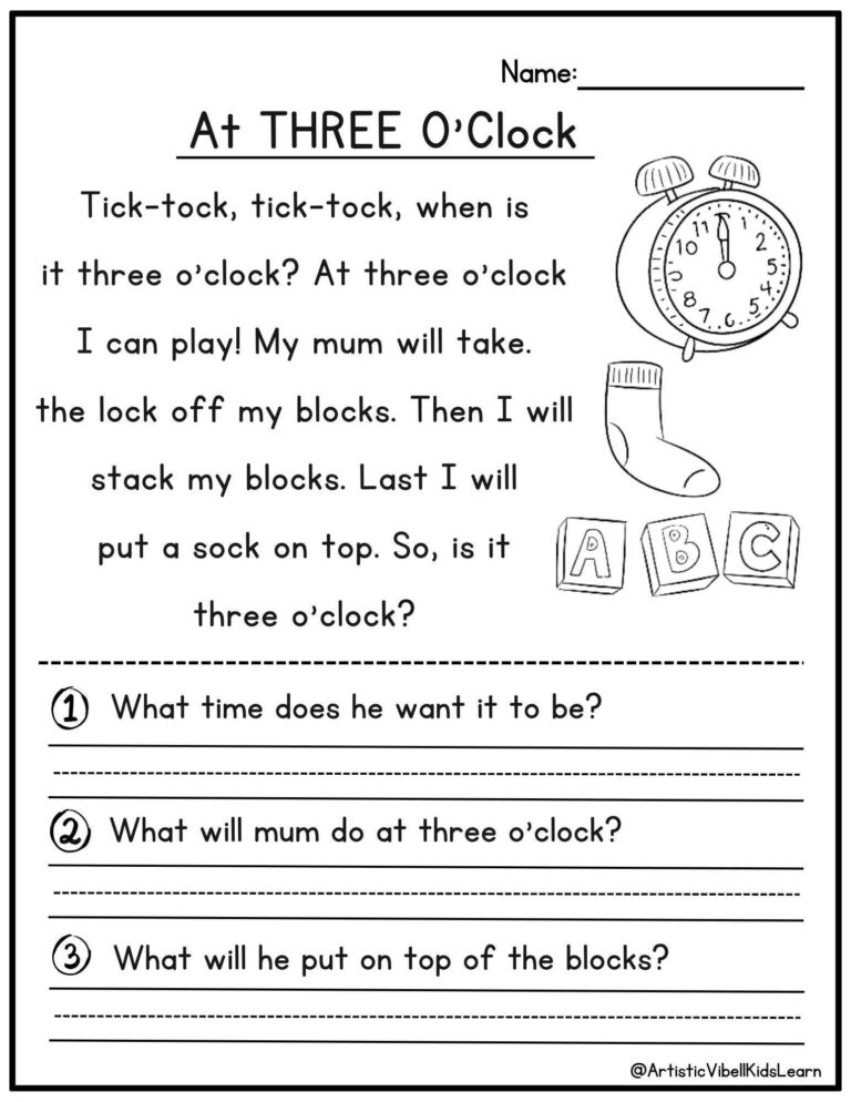 50 Kindergarten 1st Grade Reading Comprehension Passages 