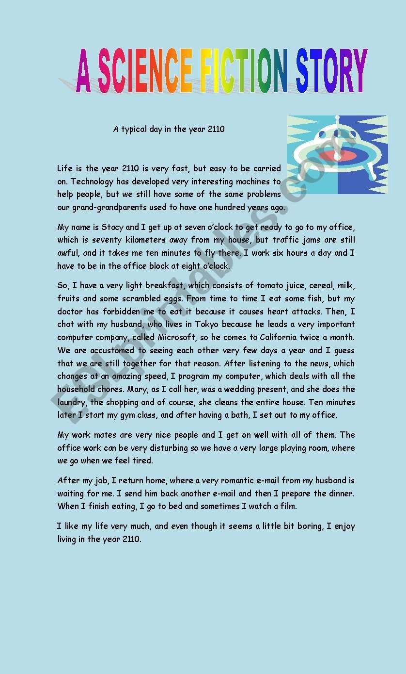 A Science Fiction Story ESL Worksheet By Claudiafer