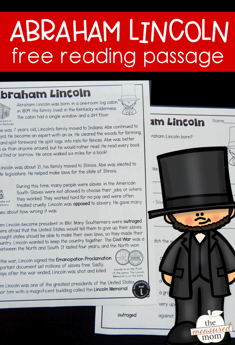 Abraham Lincoln Reading Passage The Measured Mom