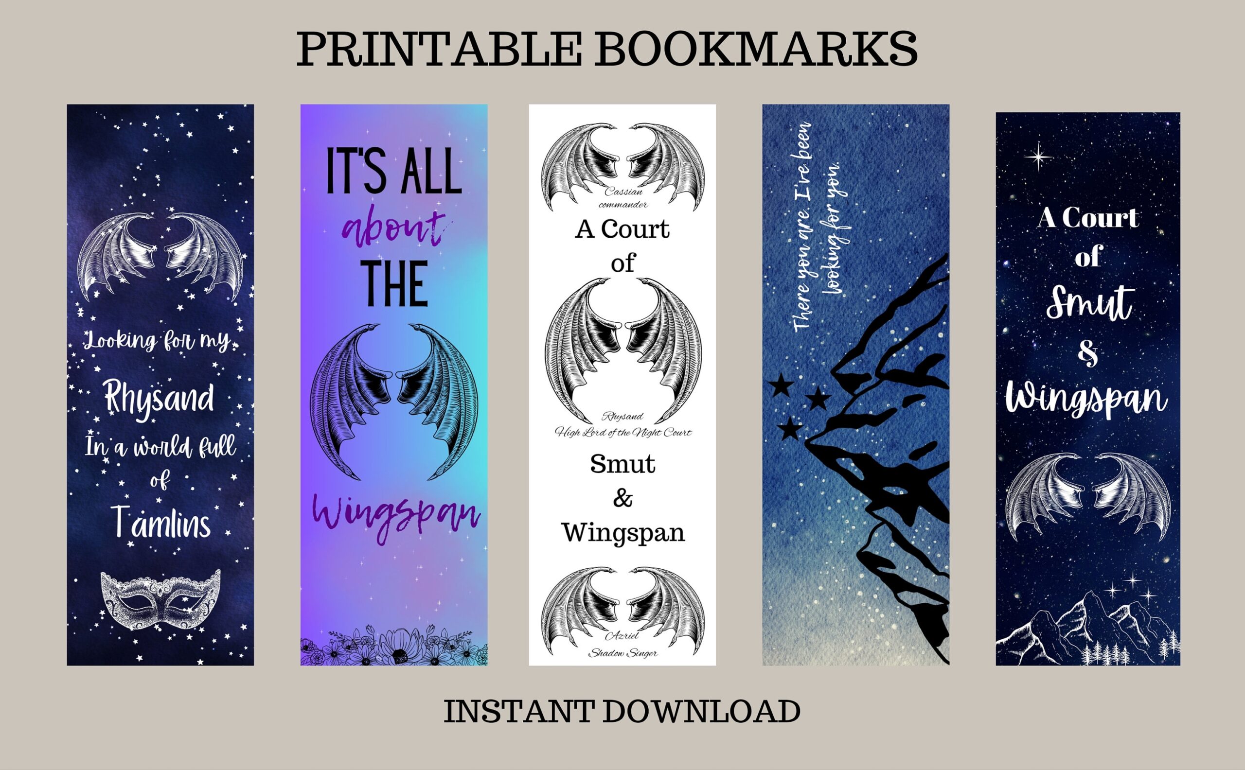 ACOTAR Bookmarks Digital Set 2 Etsy