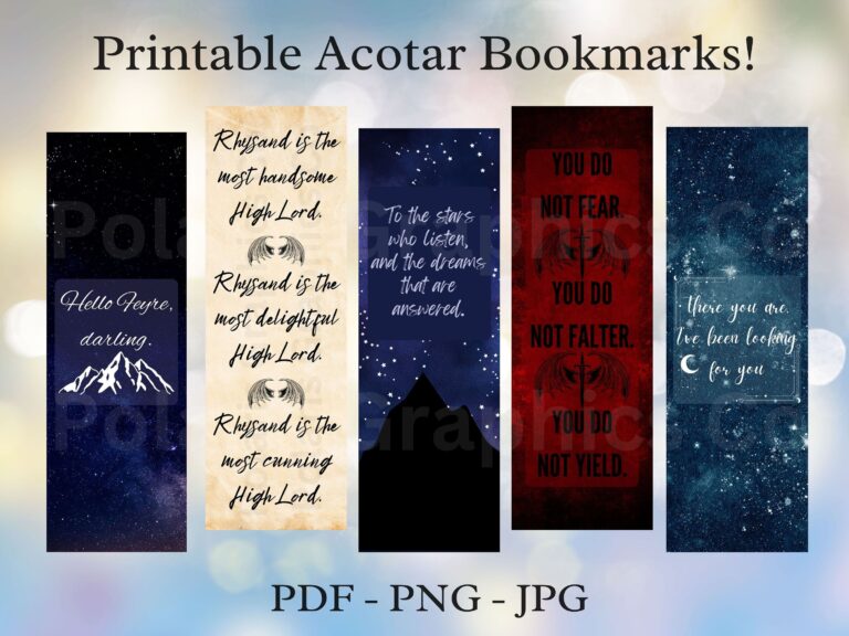 Acotar Bookmarks Printable Rhys Inspired A Court Of Thorns And Roses Romantasy Bookish Digital Download Pdf Png Jpg