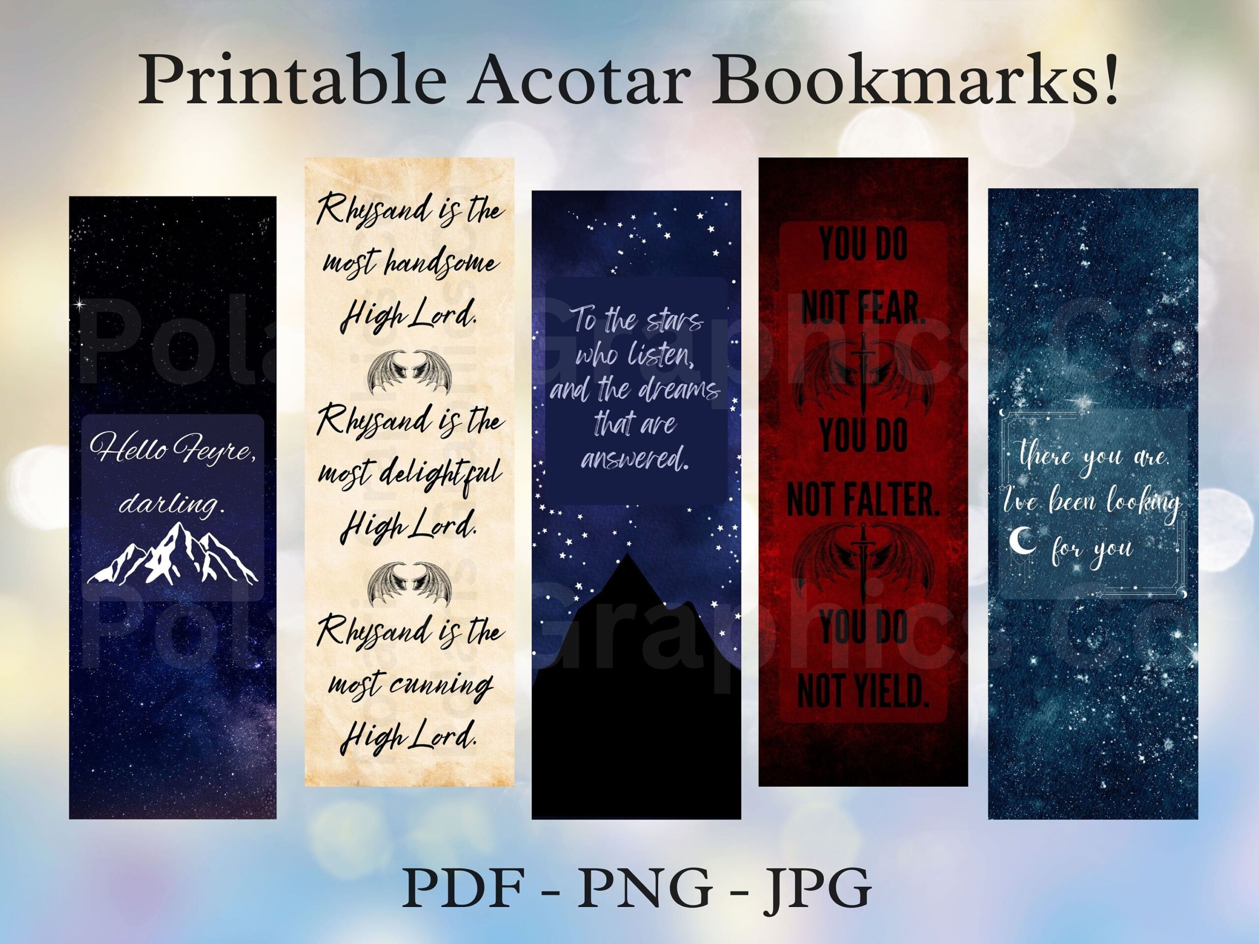 Acotar Bookmarks Printable Rhys Inspired A Court Of Thorns And Roses Romantasy Bookish Digital Download Pdf Png Jpg