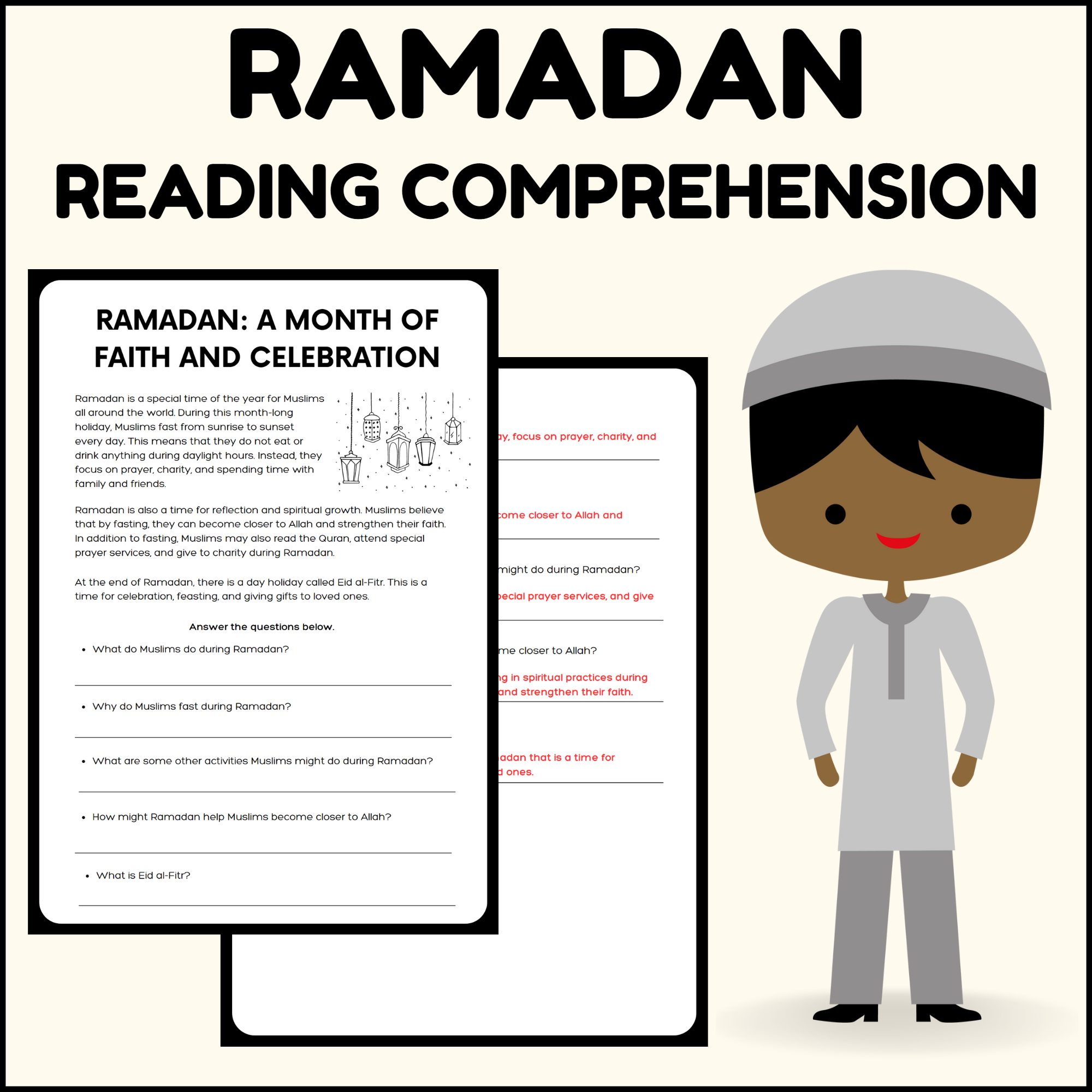 Amadan Reading Comprehension Worksheet Engage Students In Learning About Islam And Muslim Holiday Made By Teachers