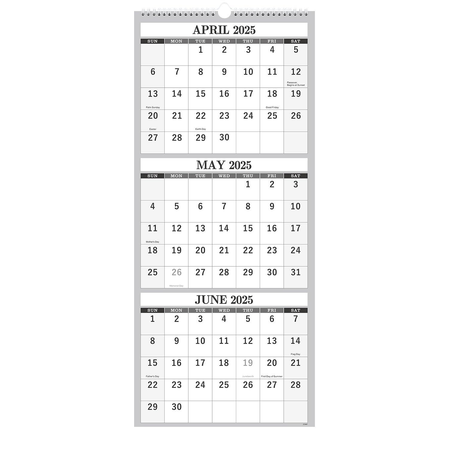 3 Month Calendar 2026 April May June