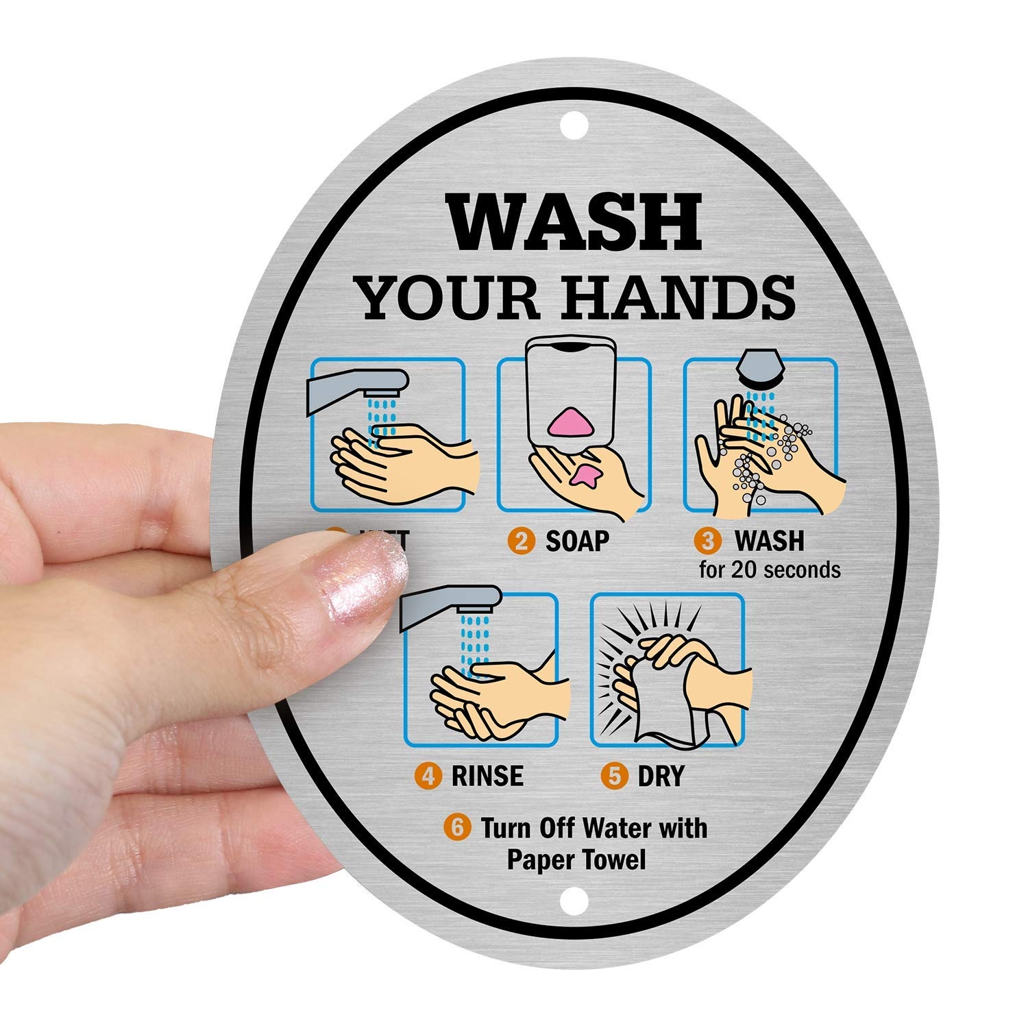 Amazon SmartSign Wash Your Hands Sign Handwashing Instructions 4