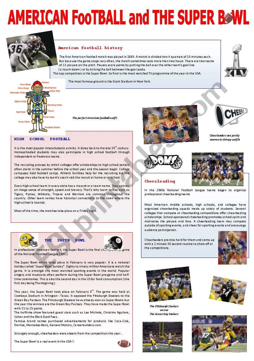 Super Bowl Reading Comprehension Worksheets