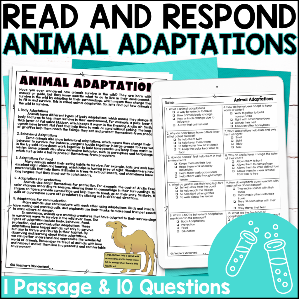 Animal Adaptations Reading Comprehension U0026 Quiz Google Forms Science Centers A Teacher s Wonderland