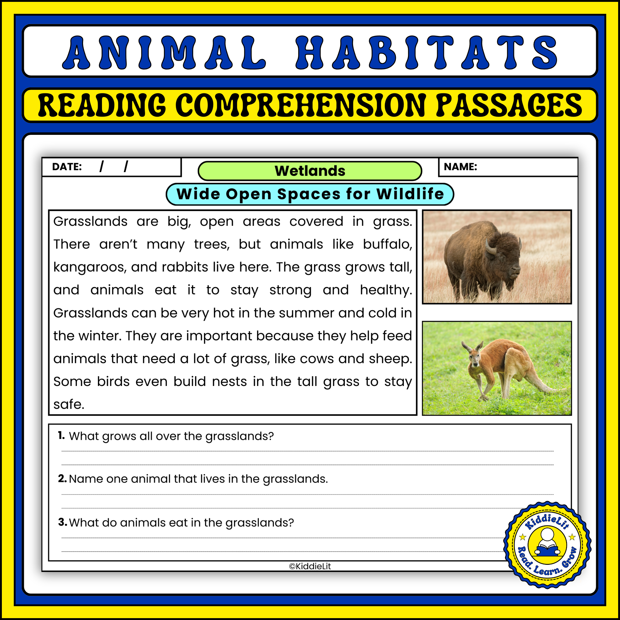 Animal Habitats Reading Comprehension Passages And Questions For K 2 Students Fun And Engaging Lea
