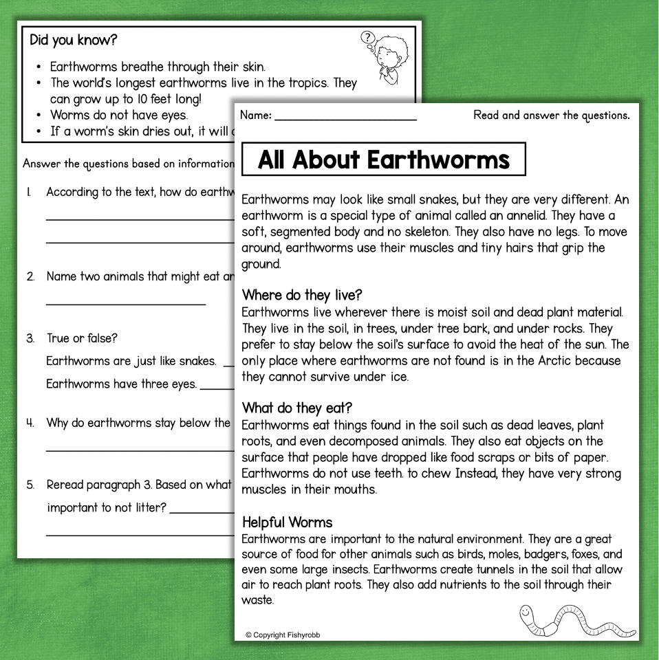 Animals Nonfiction Authorized Reading Comprehension Made By