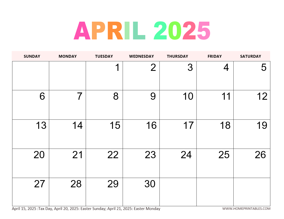 April And May 2025 Calendar