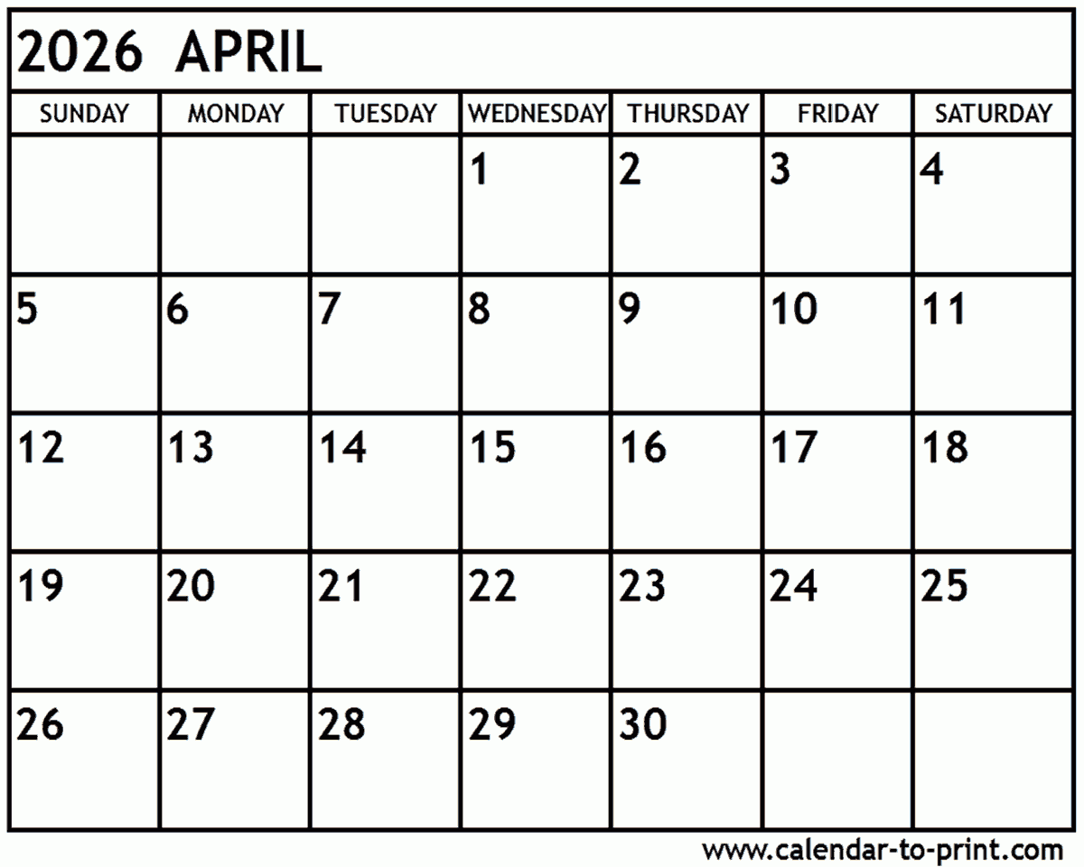 Calendar Of April And May 2026