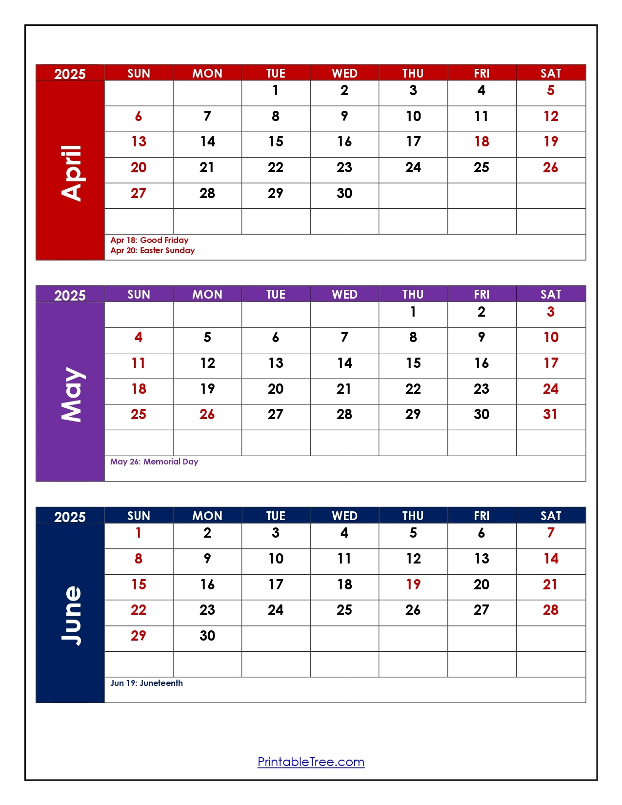 April May June July 2025 Calendar