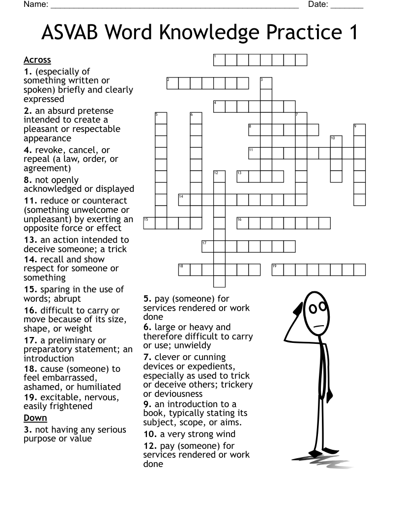ASVAB Word Knowledge Practice 1 Crossword WordMint