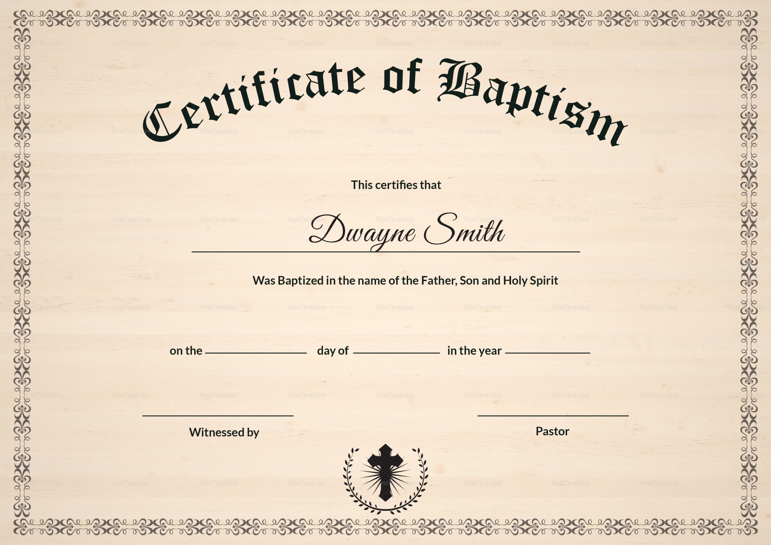 Baptism Certificate Design Template In PSD Word
