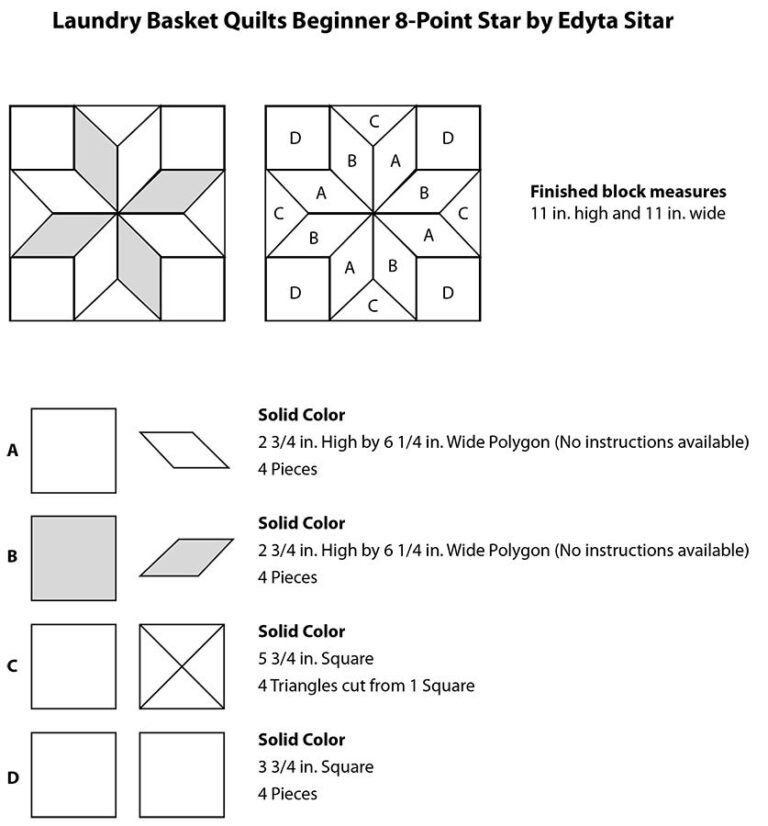 Beginner Eight Point Star Quilt Block Guide Free PDF By Edyta 