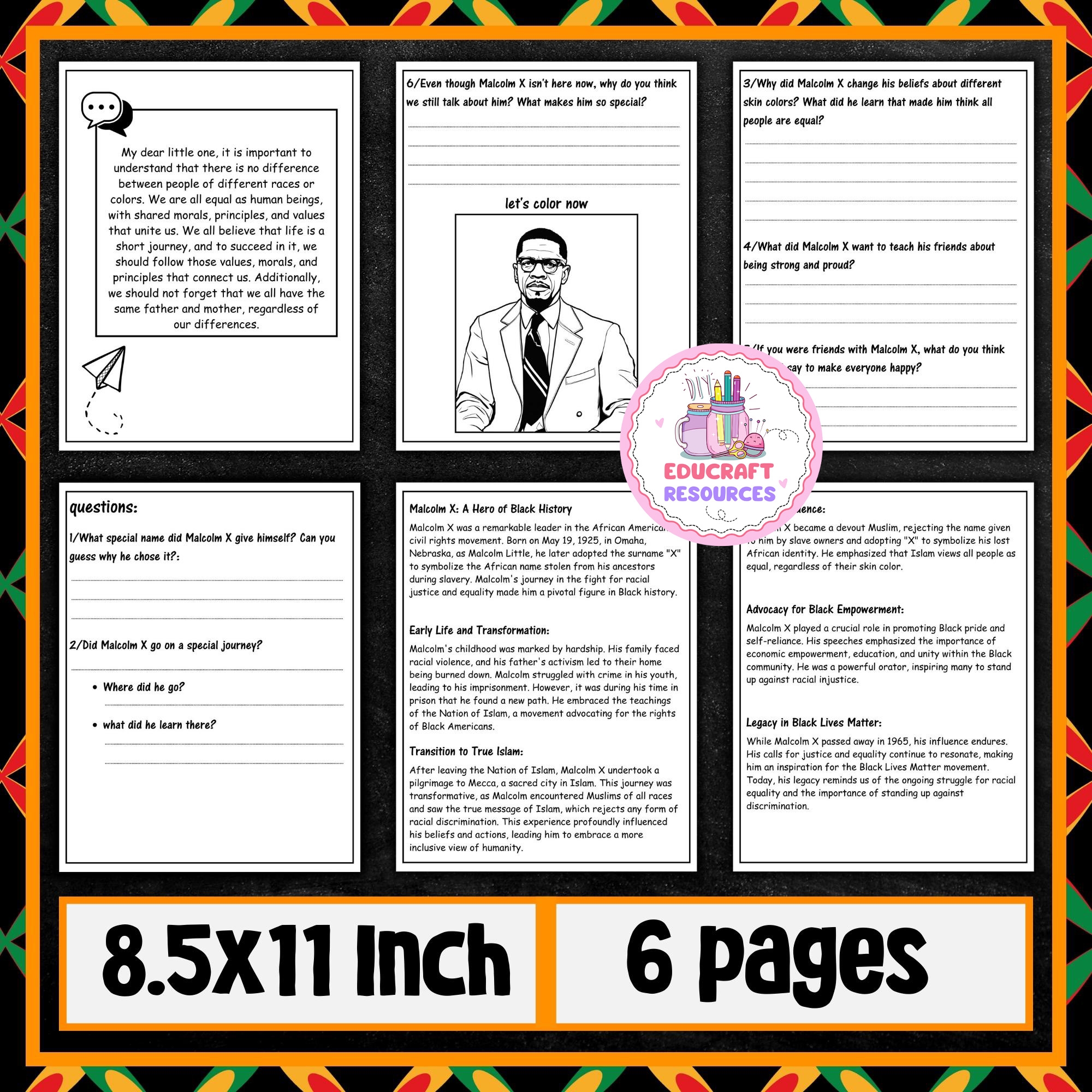 Black History Month Digital Resources Malcolm X Reading Comprehension Passage Made By Teachers