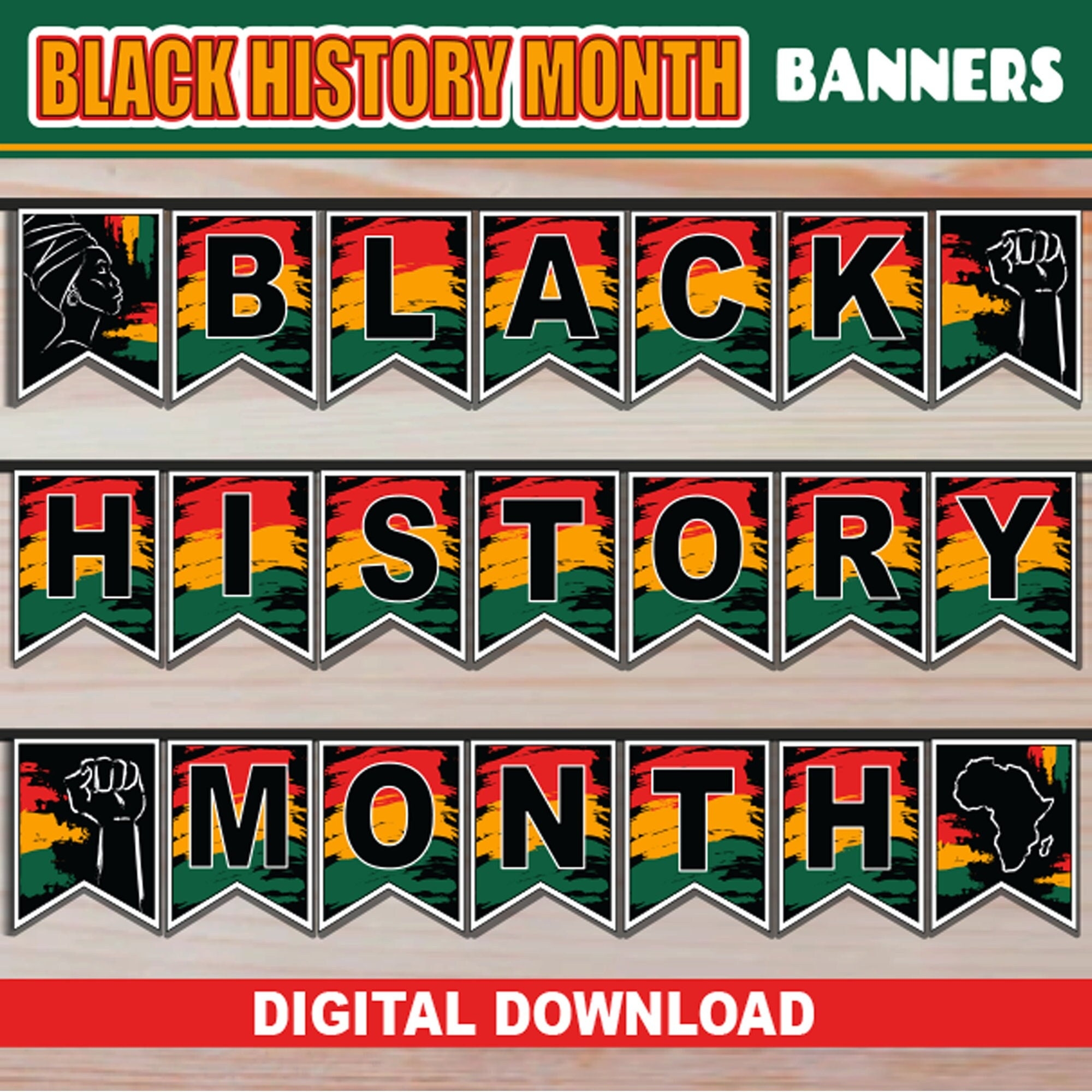 Black History Month PRINTABLE Banner Black History Month Garland 