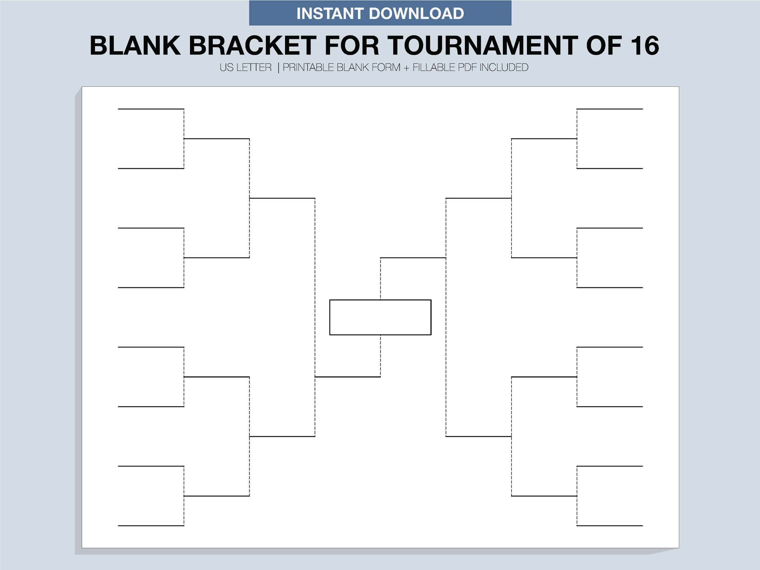 Blank Tournament Bracket Printable Fillable PDF Single 