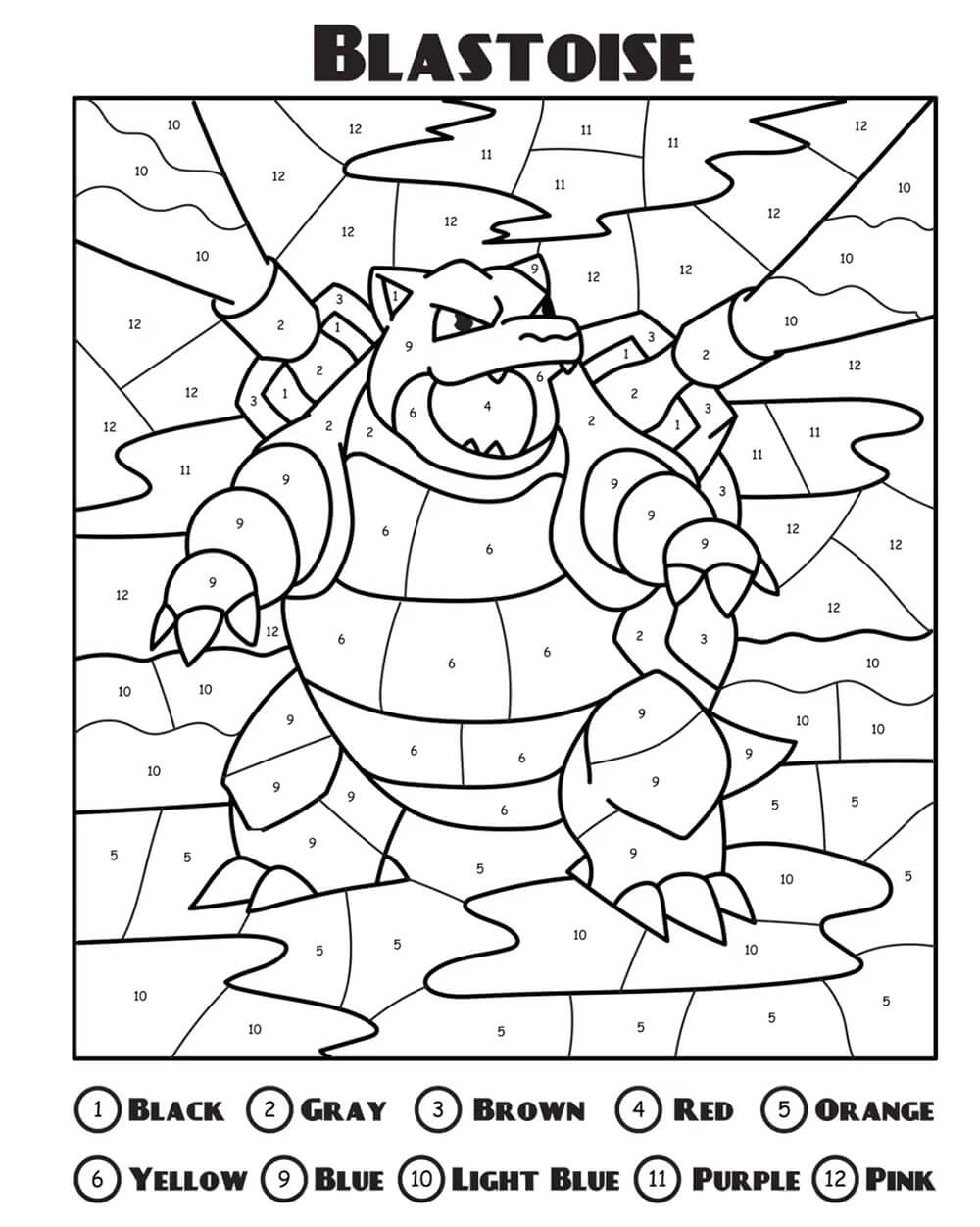 Blastoise Pokemon Color By Number Download Print Now 