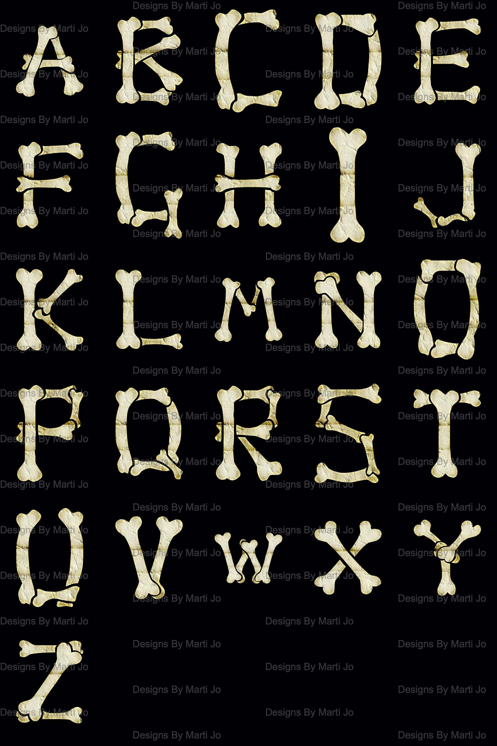 Bone Letters PNG Clipart Printable Bone Alphabet Instant Download Clipart Bone Shaped Letter PNG DL47 Etsy