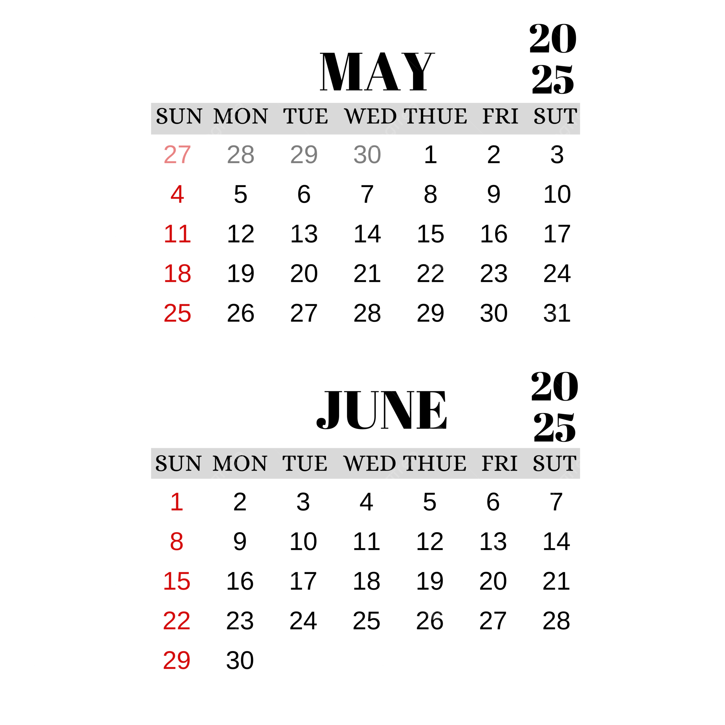 Calendar 2025 Transparent Template May June May Calendar 2025 