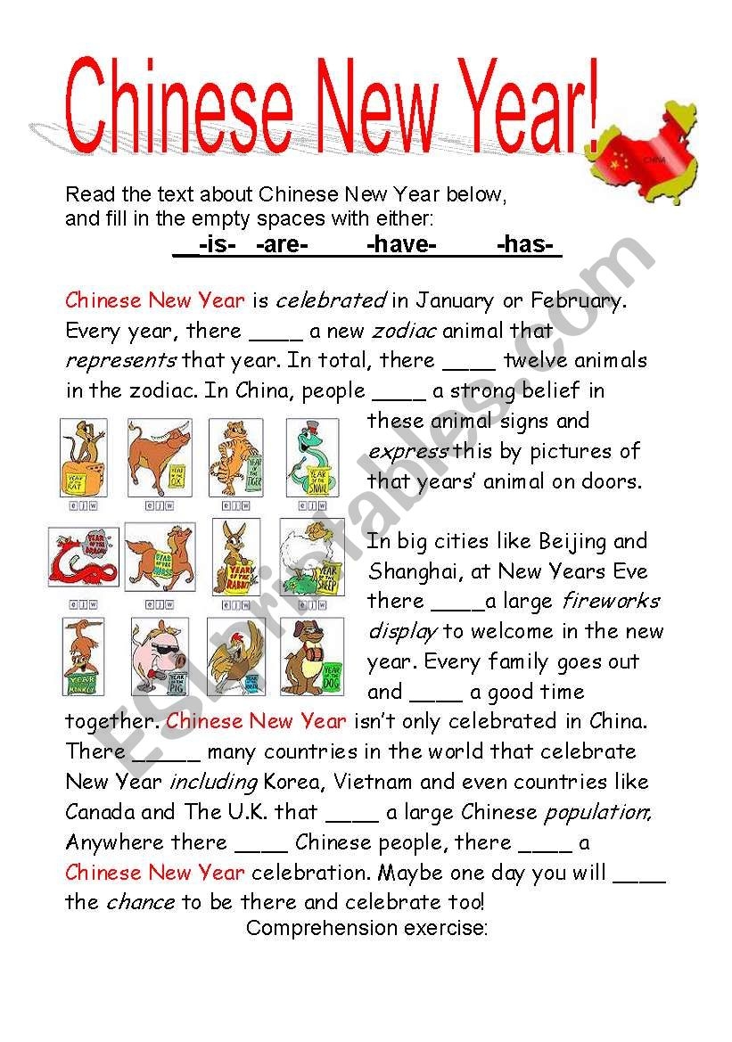 Chinese New Year ESL Worksheet By Cayasia