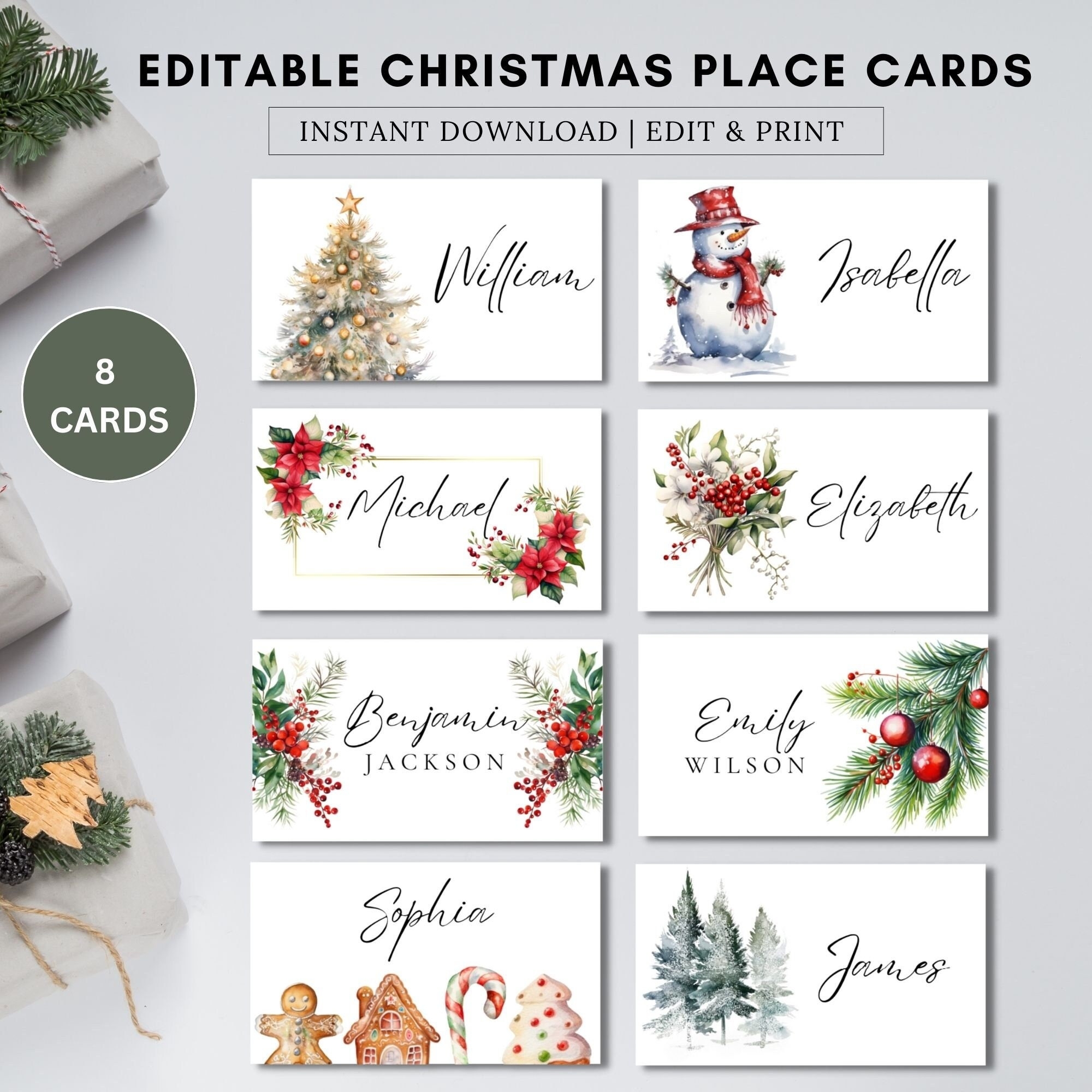 Christmas Party Placecards christmas Tree Place Cards Template 