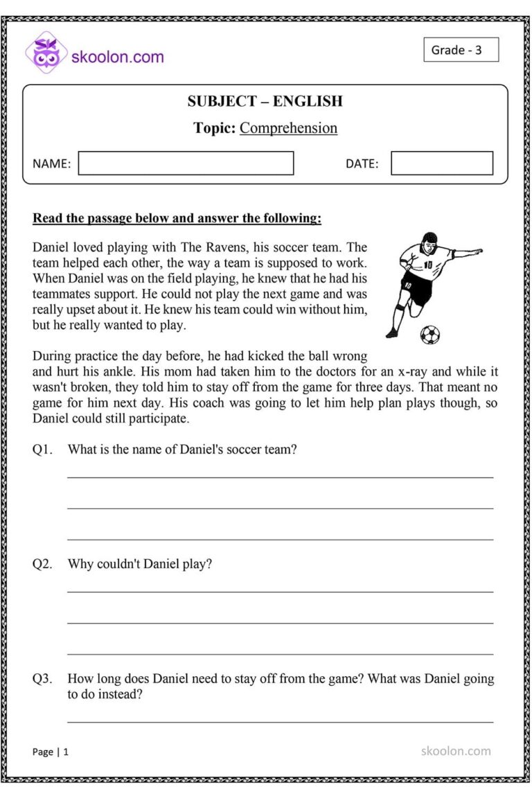 Comprehension Soccer Skoolon