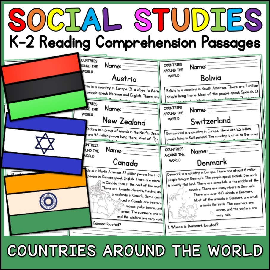 Countries Around The World Social Studies Reading Comprehension K 2 Made By Teachers