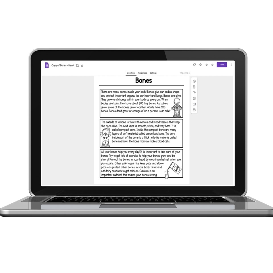 Digital 2nd Grade Reading Passages Nonfiction Text Evidence Bones At Lucky Little Learners