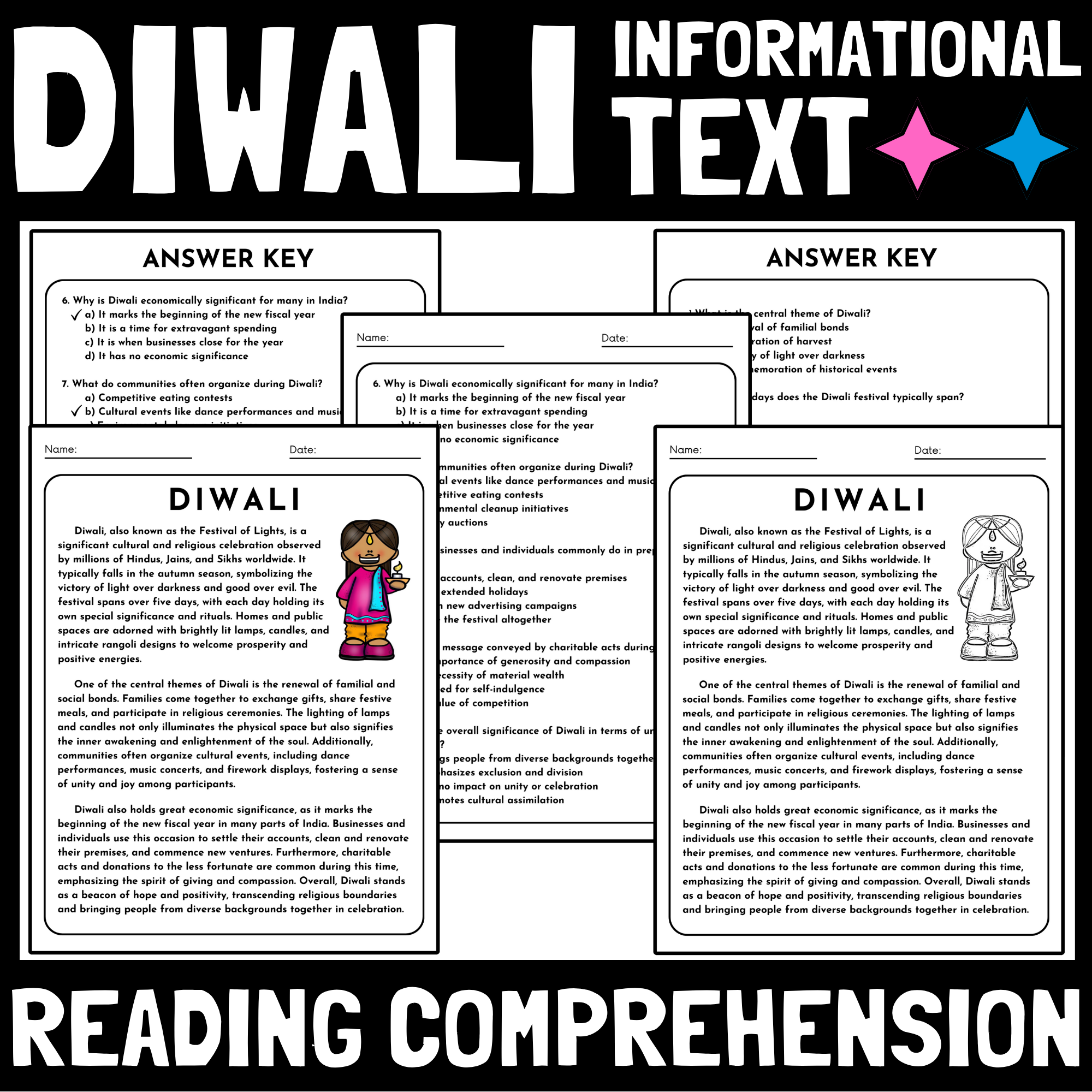 Diwali Reading Comprehension Passages And Questions Diwali 