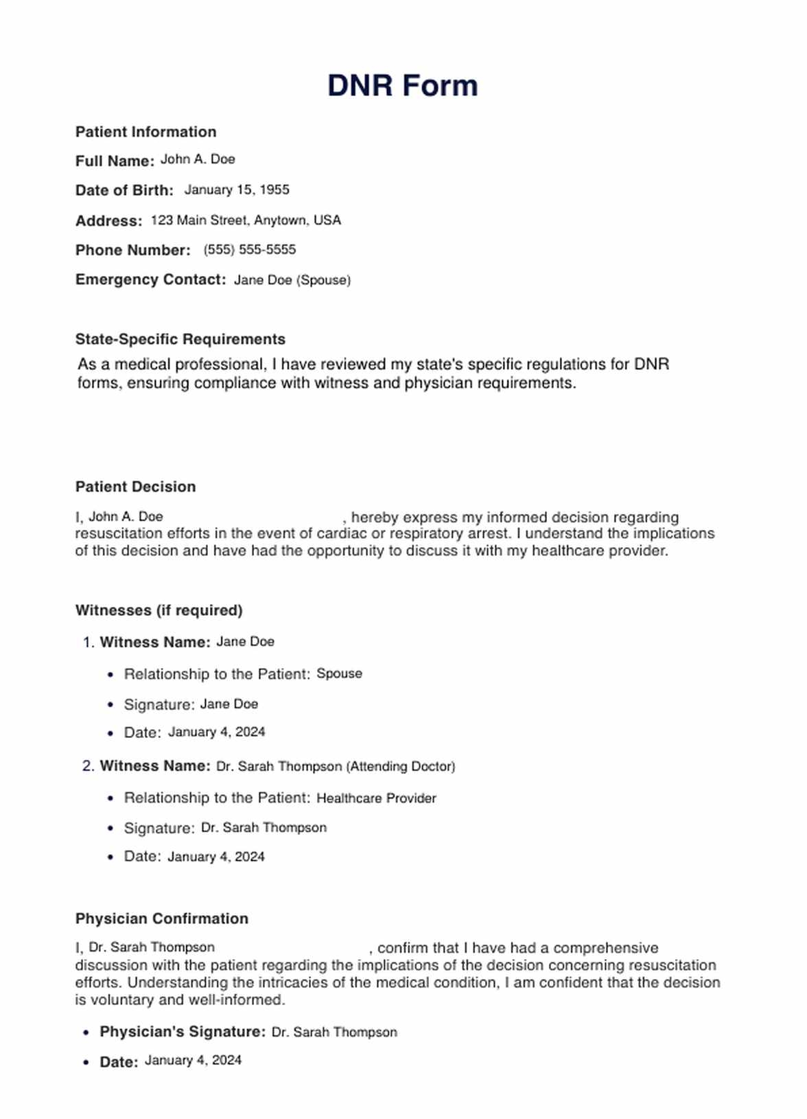 Free Printable Dnr Form Ny