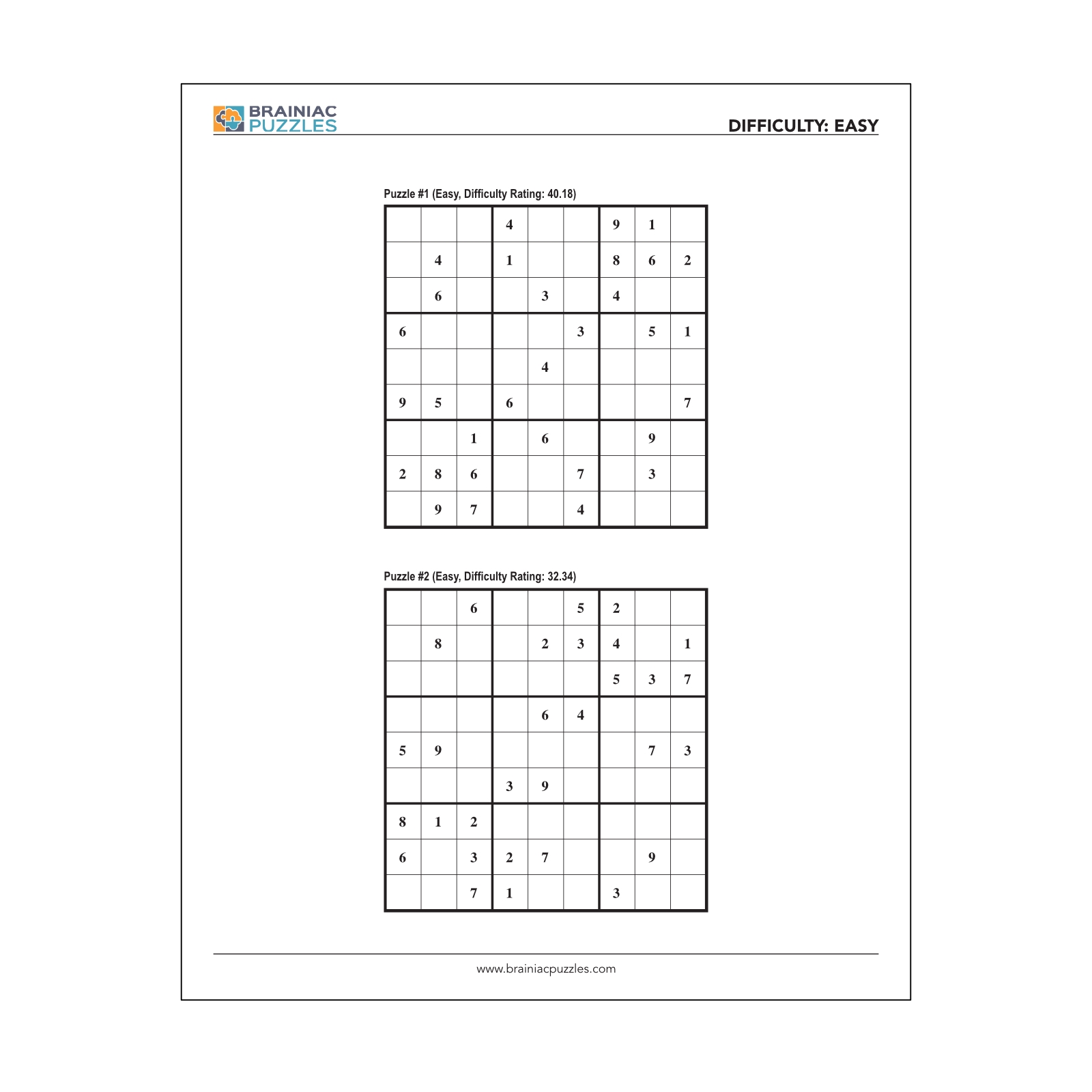 Downloadable And Printable 4 Per Page Of 40 Sudoku Puzzles 9x9 Worksheets Library