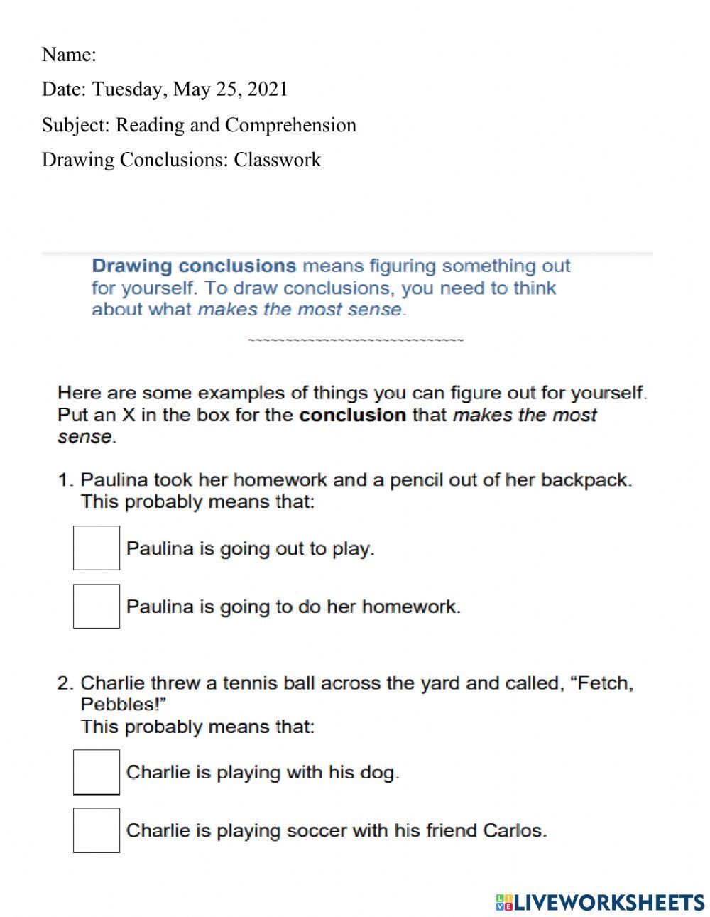 Drawing Conclusions I Printable 2nd 3rd Grade TeacherVision 