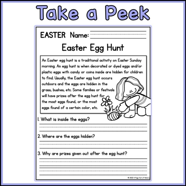 Easter Holidays Reading Comprehension Passages K 2